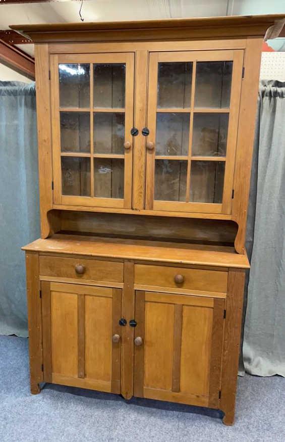 12 Pane White Pine  Step Back Cupboard (1 of 4)