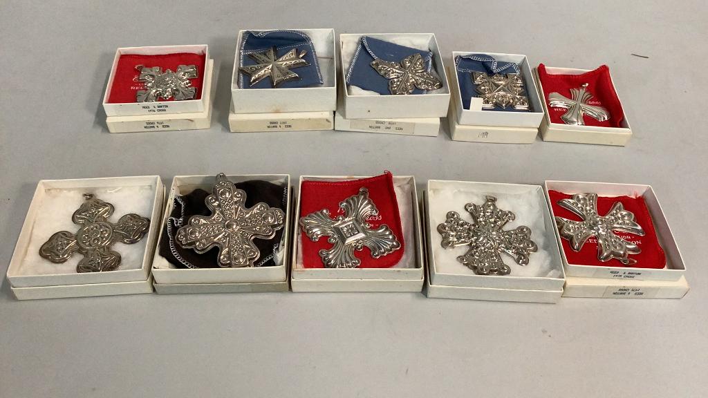 10 Reed and Barton Sterling Christmas Ornaments: Dates 1971 x 1980