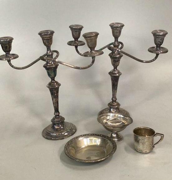 Weighted Sterling Candleabra, 3 Sterling Articles (1 of 4)
