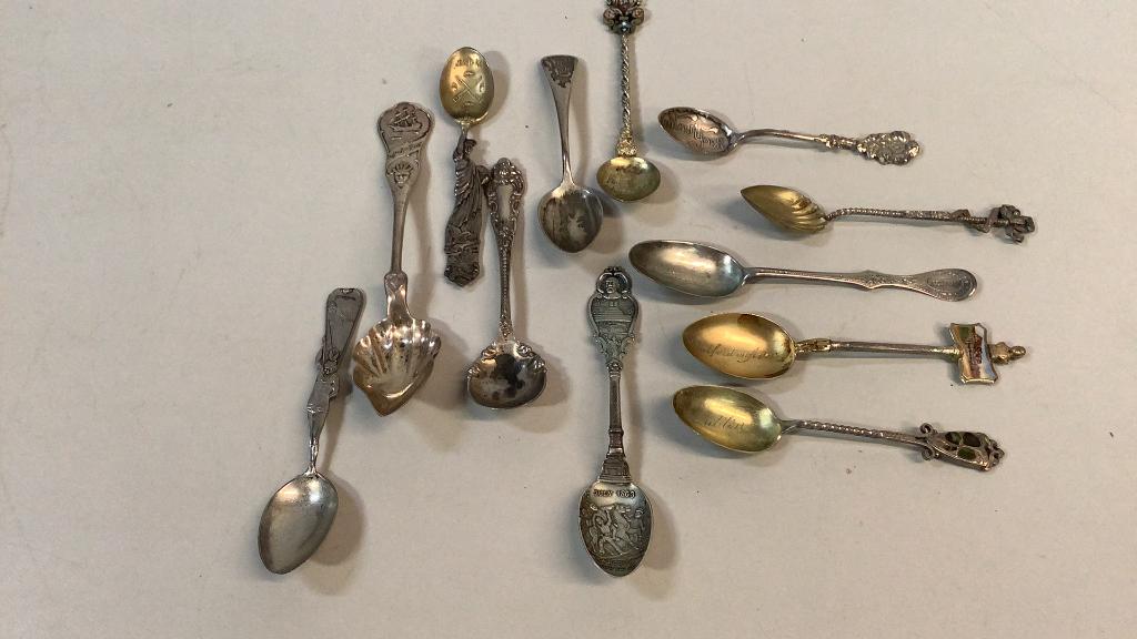 12 Mostly Sterling Collector Spoons (1 of 5)