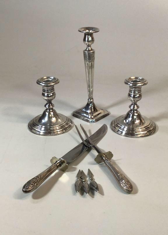 Weighted Sterling Candlesticks, Carving Set (1 of 6)