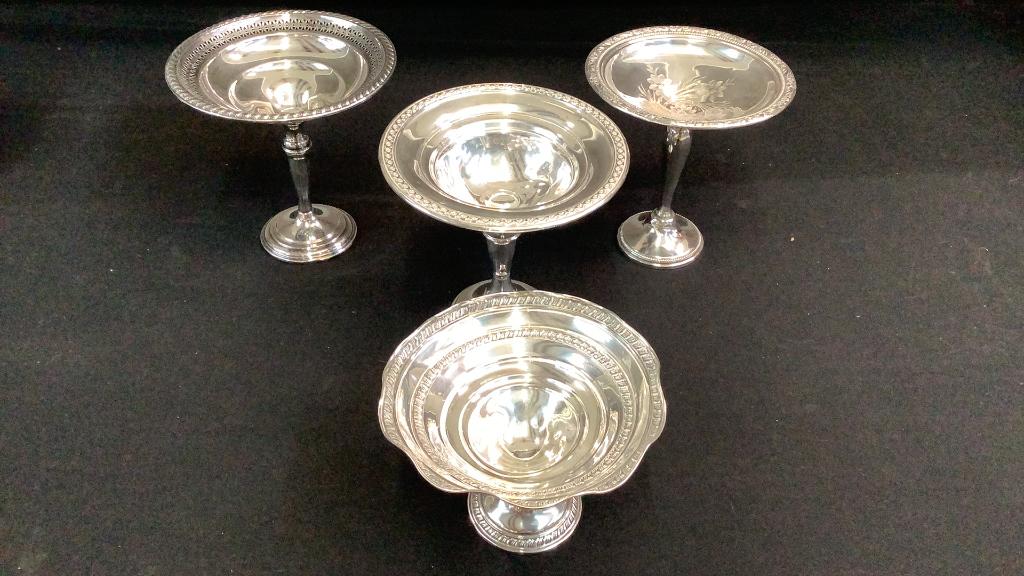 4 Weighted Sterling Footed Compotes (1 of 4)