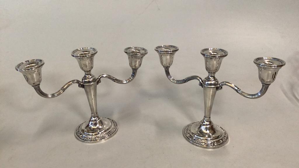Pair Weighted Sterling Candleabra (1 of 4)