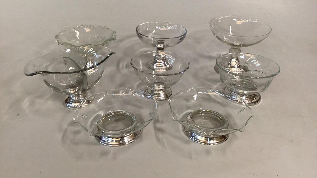 Six Crystal Dishes, Sterling bases (1 of 4)