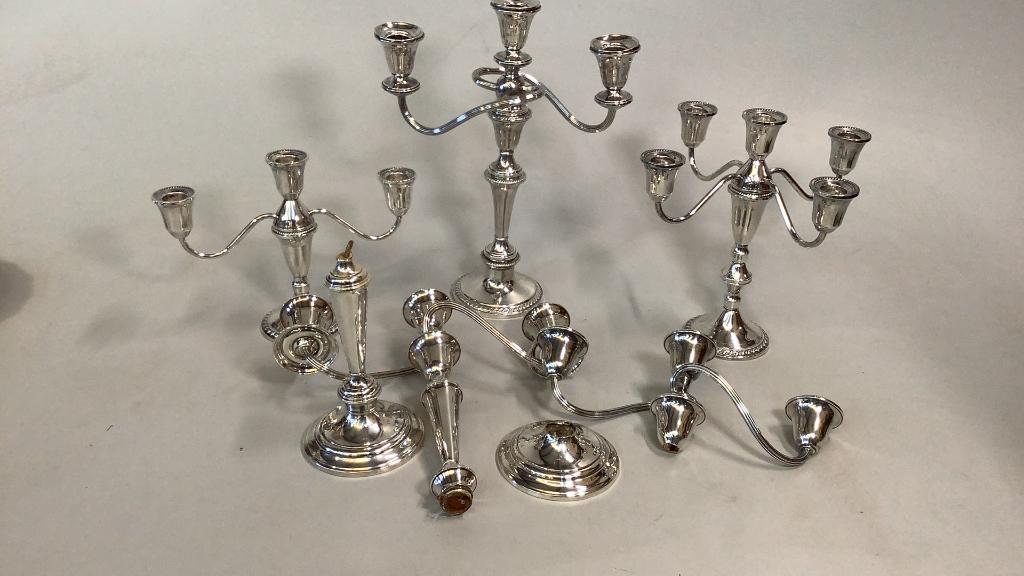 3 Sterling Candelabra, 2 Scrape Articles (1 of 5)