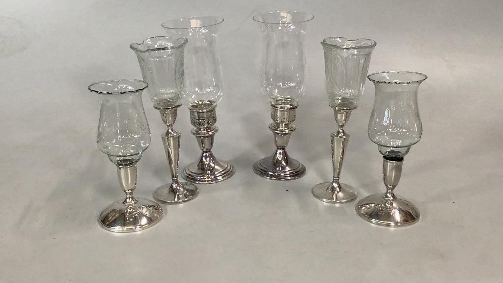 3 Pair Gorham and Fisher Sterling Candlesticks (1 of 6)