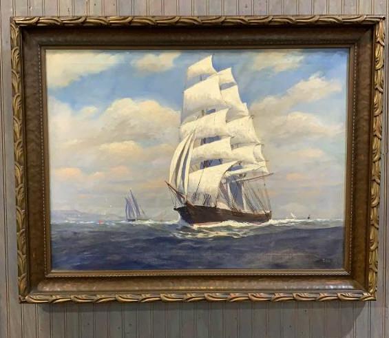 T. Bailey ‘Ships at Sea’, Oil on Canvas (1 of 5)