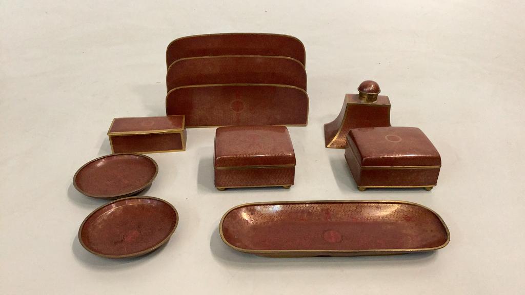 Chinese Cloisonné Enamel Desk Set (1 of 6)