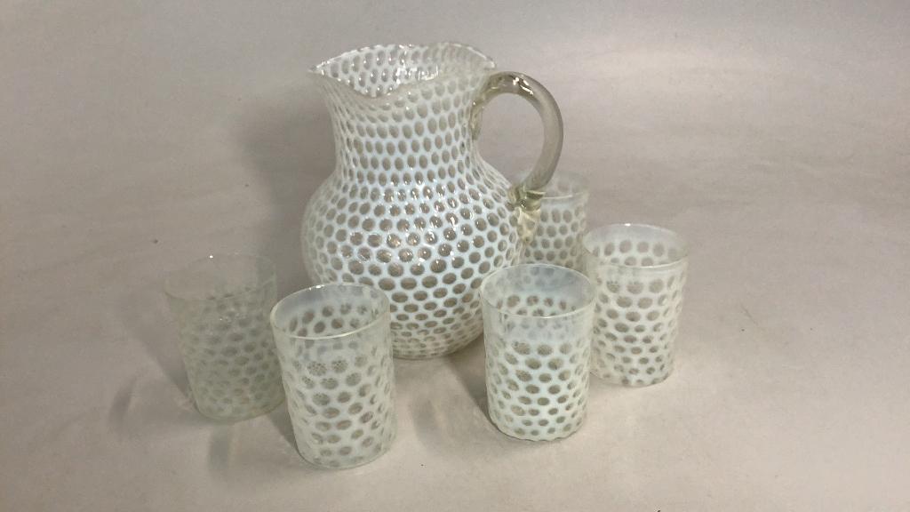 Fenton Opalescent  Polka Dot Water Set (1 of 6)