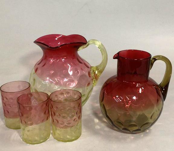 Amberina Pitcher, Blown Glass Set (1 of 6)