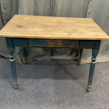 European 1 drawer Work Table in Blue Paint (1 of 3)