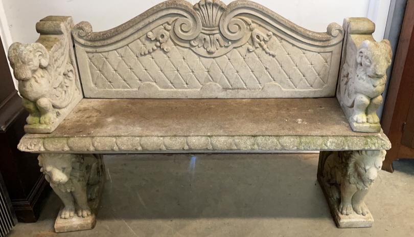 Vintage Concrete Garden Bench (1 of 4)