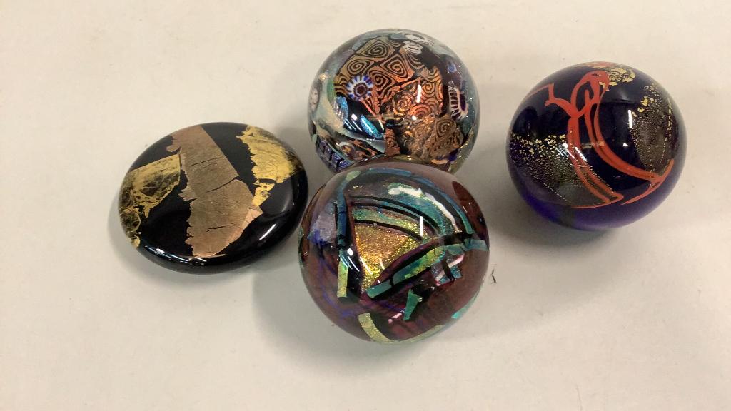 4 Art Glass Paperweights (1 of 7)