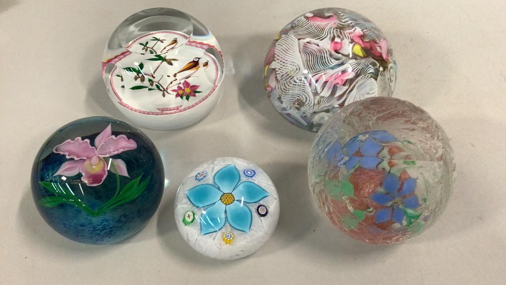 5 Art Glass Paperweights (1 of 7)
