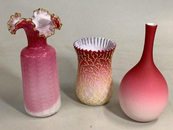 3 Pieces Satin, Cased Victorian  Glass (1 of 6)