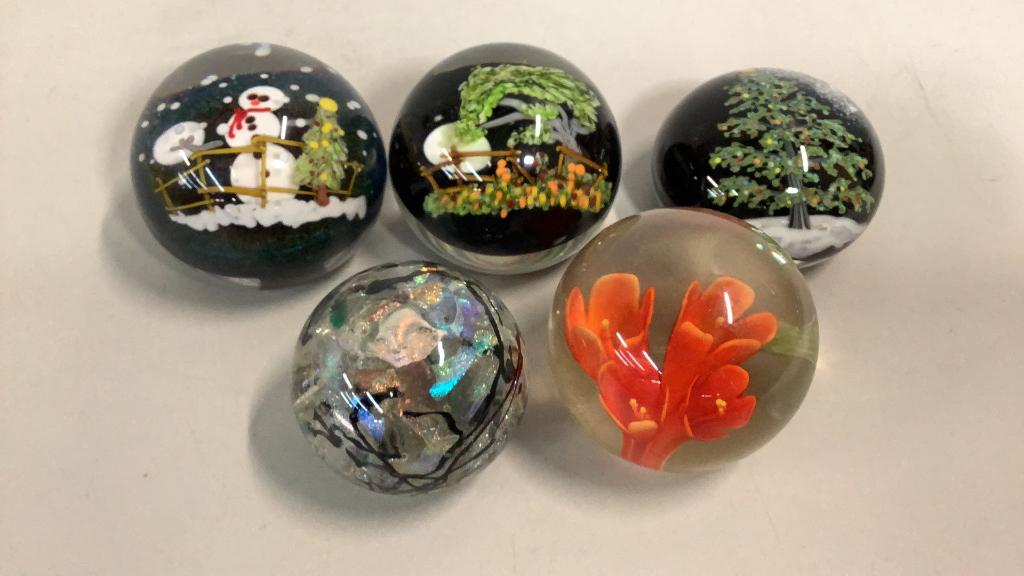 5 Art Glass Paperweights (1 of 6)