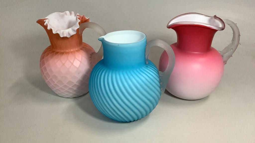 3 Victorian Satin Glass Water Pitchers (1 of 5)