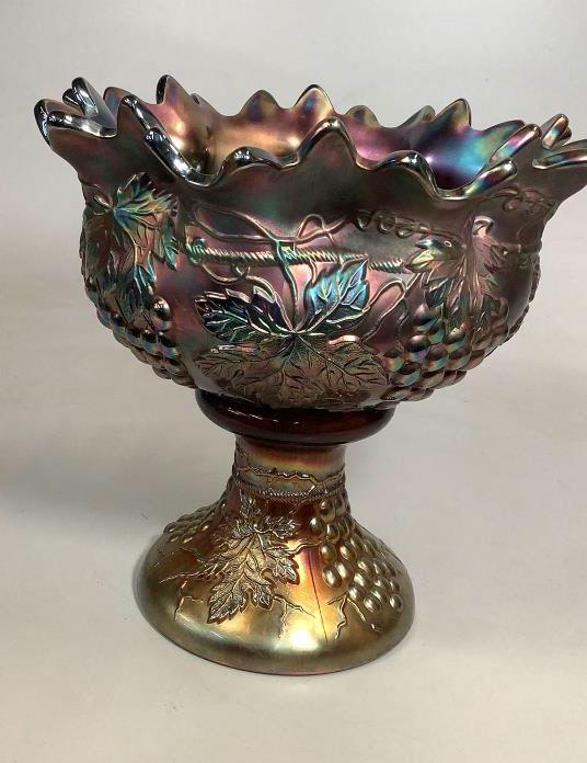 Northwood Amethyst Carnival Glass Punchbowl/ Stand (1 of 4)