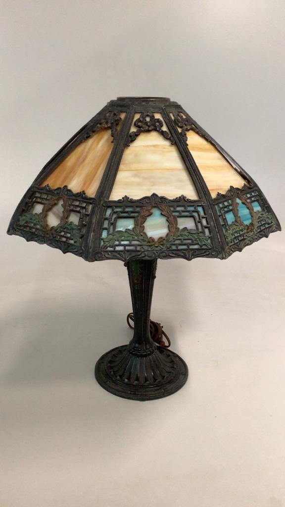 Art Nouveau Slag Glass Lamp (1 of 6)