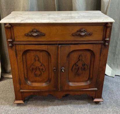 Victorian Walnut Marble Top Wash Stand (1 of 3)