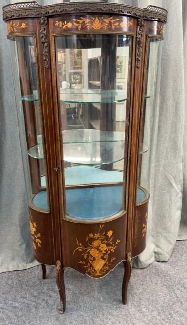 Highly Inlaid Bow Front China Cabinet (1 of 4)
