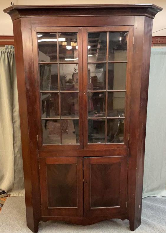 16 Pane Cherry Corner Cabinet (1 of 4)