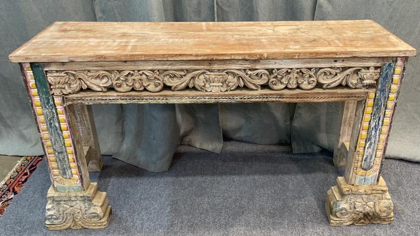 Vintage Carved Teak Console Table (1 of 5)