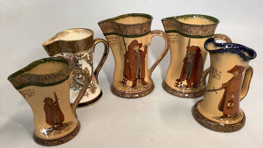 5 Royal Doulton Night Watchman Pitchers Jan 03, 2022 Broken Arch