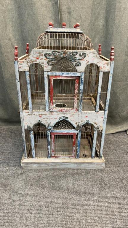 Vintage Metal & Wood Birdcage (1 of 4)