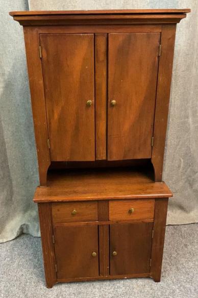 Heart Pine Salesman's Sample Step-back Cupboard (1 of 4)