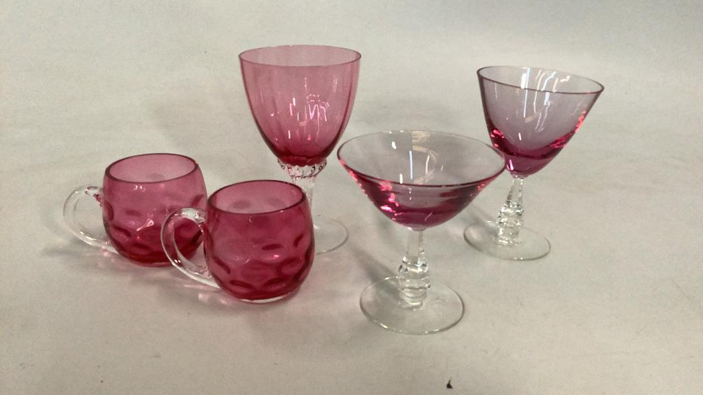 Collection  of Cranberry Stemware (1 of 5)