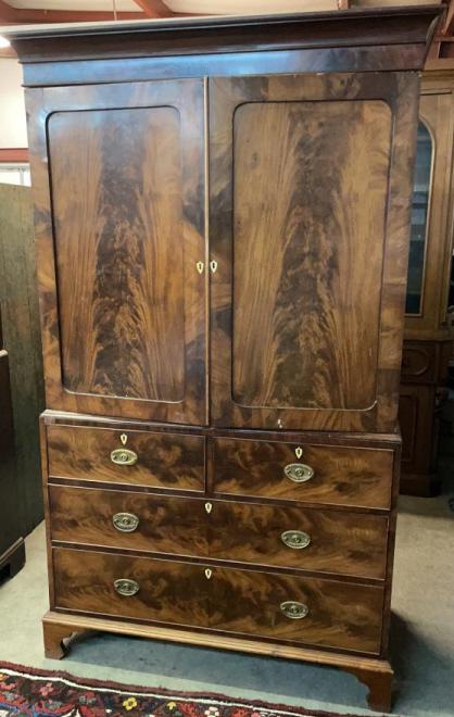 Figured Mahogany English Linen Press (1 of 4)