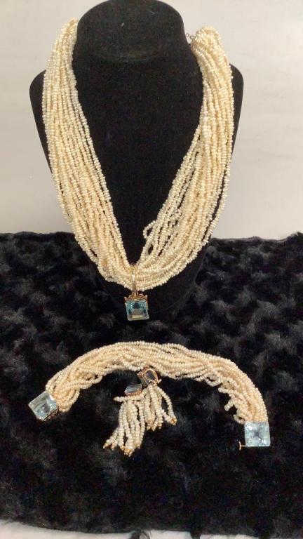 Pearl and Blue Stone Set (1 of 4)