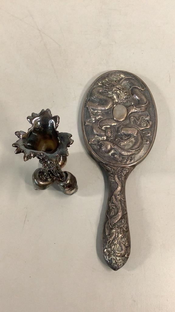 Asian Silver Hand Mirror, Christofle Vase (1 of 6)