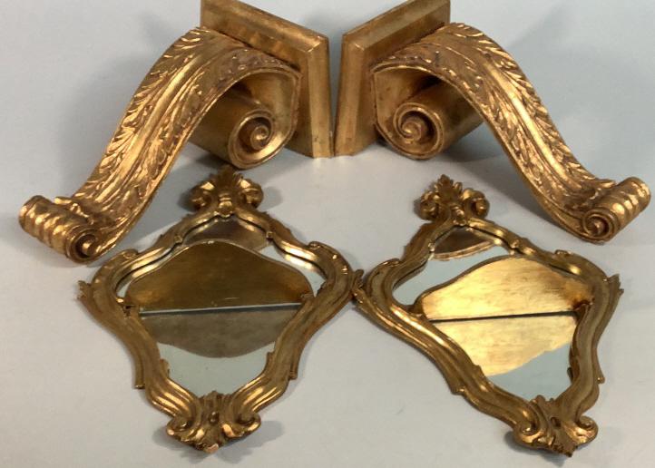 Gilt Painted Wall Brackets and Mirrors (1 of 4)