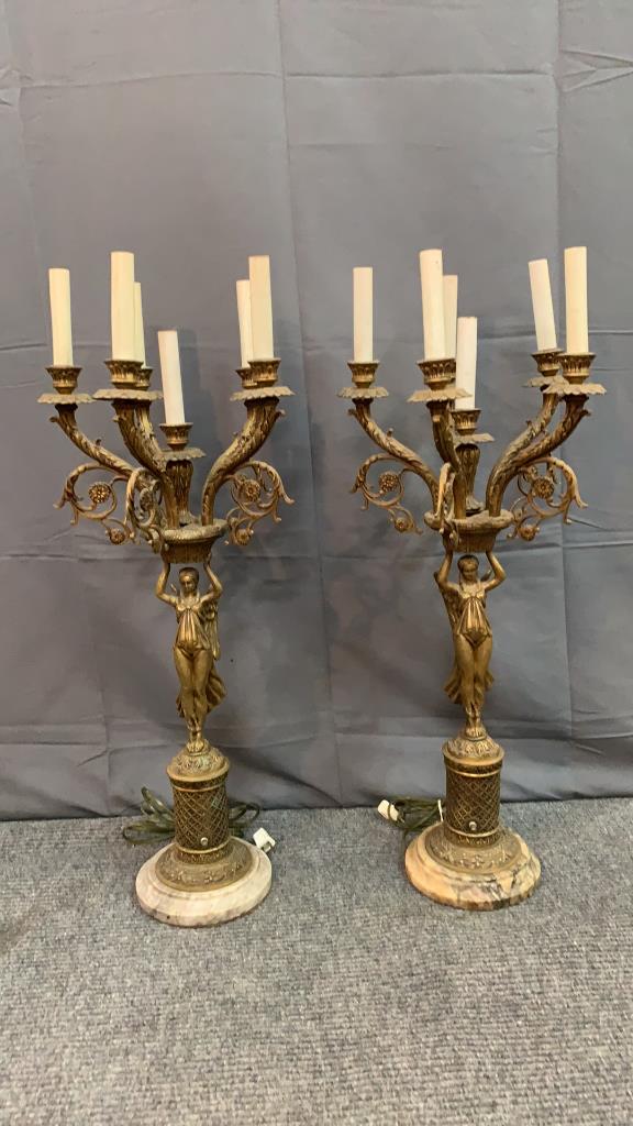Pair of Brass 6 Light Candelabras (1 of 5)