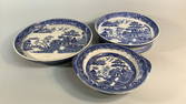 3 Blue Willow Pedestal Stands