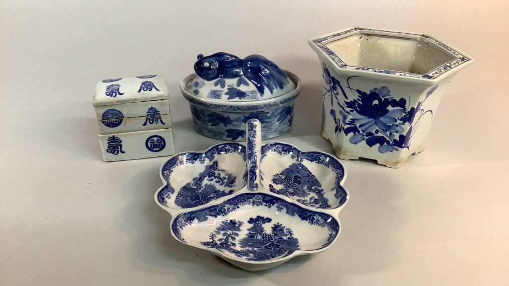 4 Pieces Blue and White Porcelain (1 of 7)