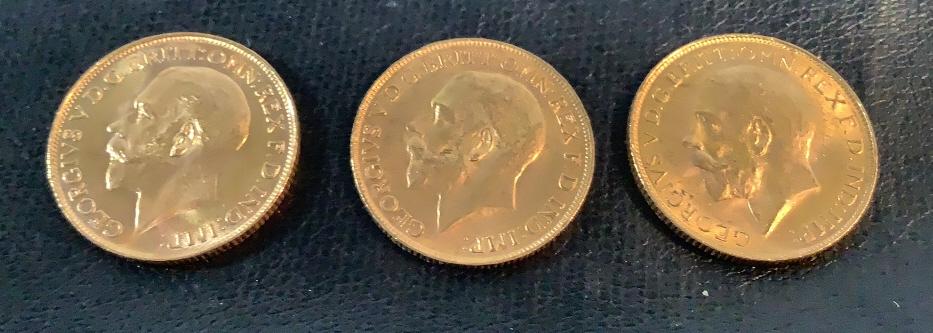 Three Great Britain  Gold Sovereign  Coins (1 of 3)