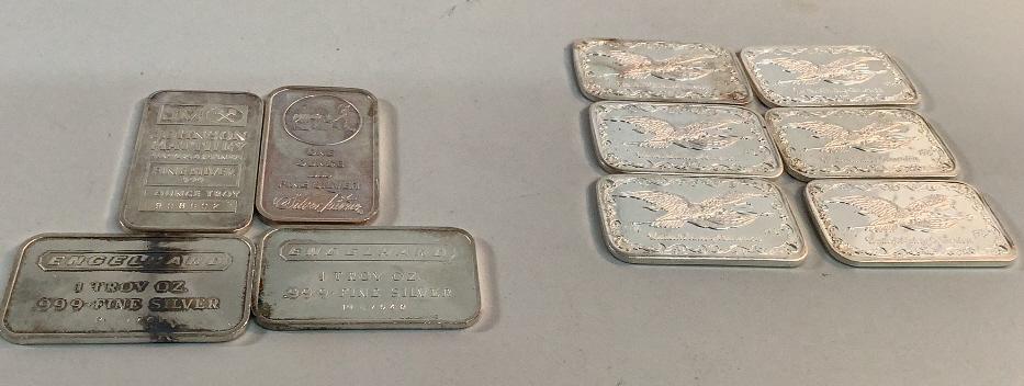 Ten, 1 Oz .999 Fine Silver Bars (1 of 4)