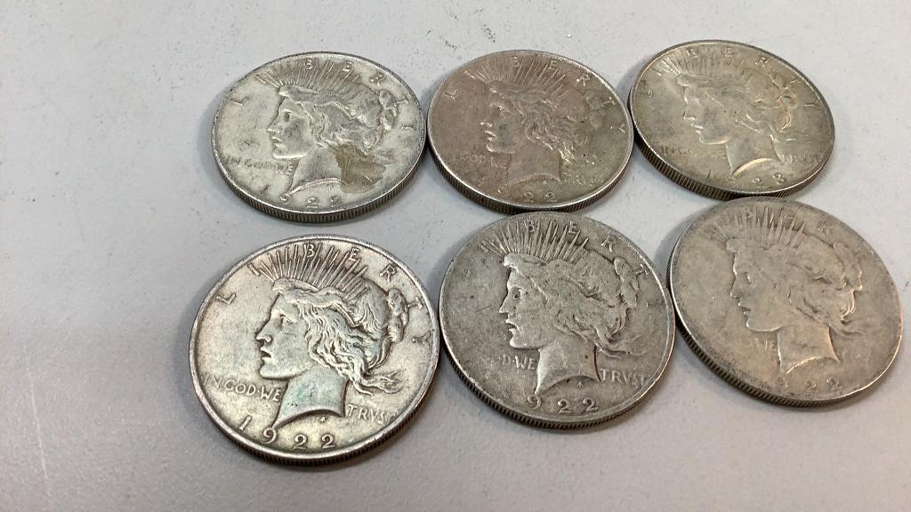 Six Peace Silver Dollars (1 of 3)