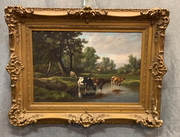 Oil on Canvas, Cattle at Stream (1 of 6)