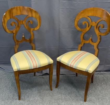 Pair Fruitwood Biedermeier Side-Chairs (1 of 5)