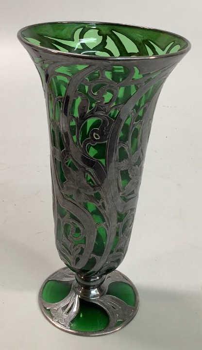 Silver Overlay Trumpet Vase (1 of 4)
