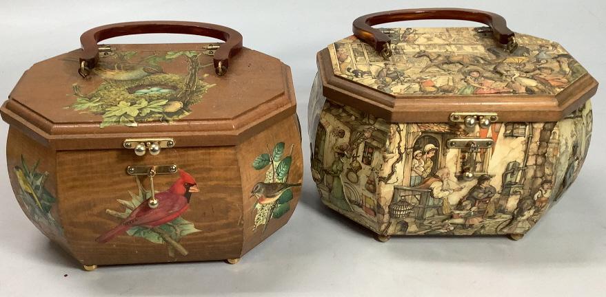 2 Vintage Ber Jan Decoupage Wood Purses (1 of 7)