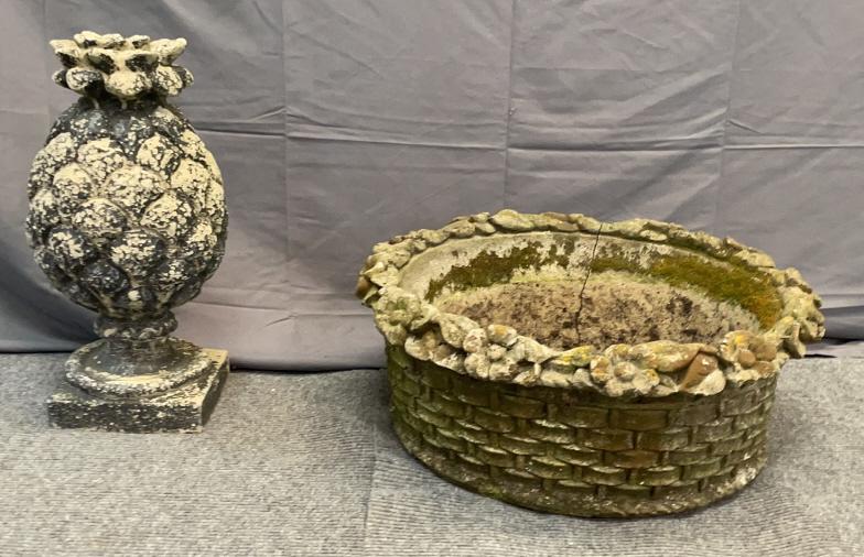 Concrete Planter Basket & Pineapple (1 of 3)
