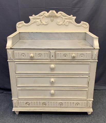 Marble Top Oak French Chest (1 of 5)