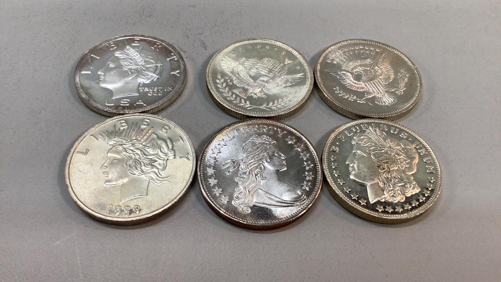 Six - One Troy Oz Silver Rounds (1 of 3)