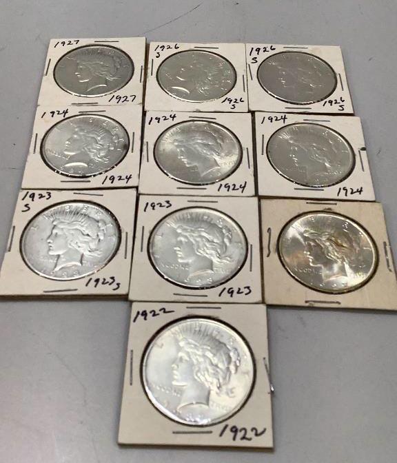 Ten Peace Silver Dollars (1 of 4)