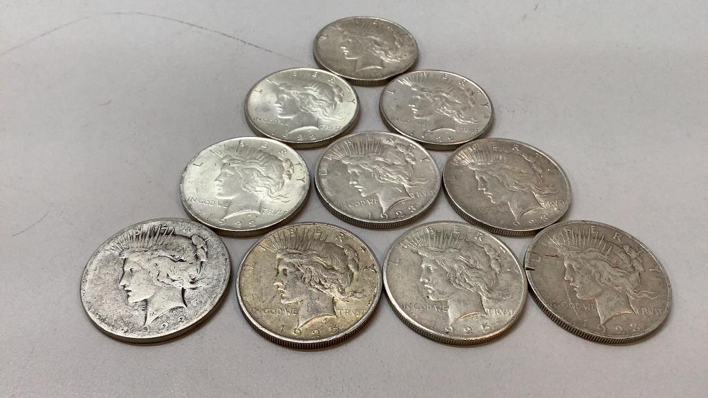 Ten Peace Silver Dollars (1 of 4)